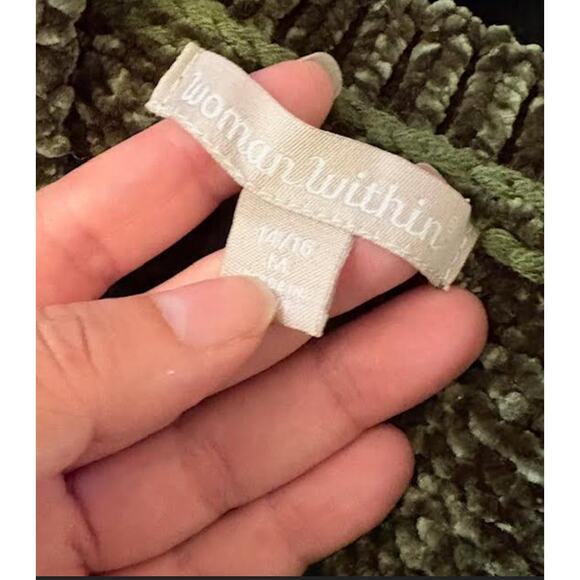 Woman Within Chenille Sweater Green Plush Knit Pullover Size 14/16 M Cozy Soft - Picture 5 of 6